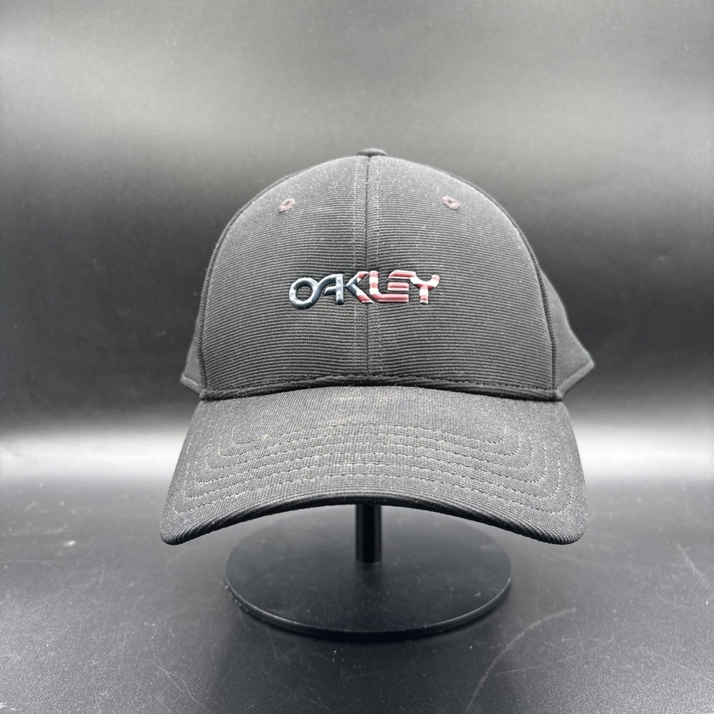 Oakley Flexfit Black L-XL Men's Stretch Baseball Cap USA Flag